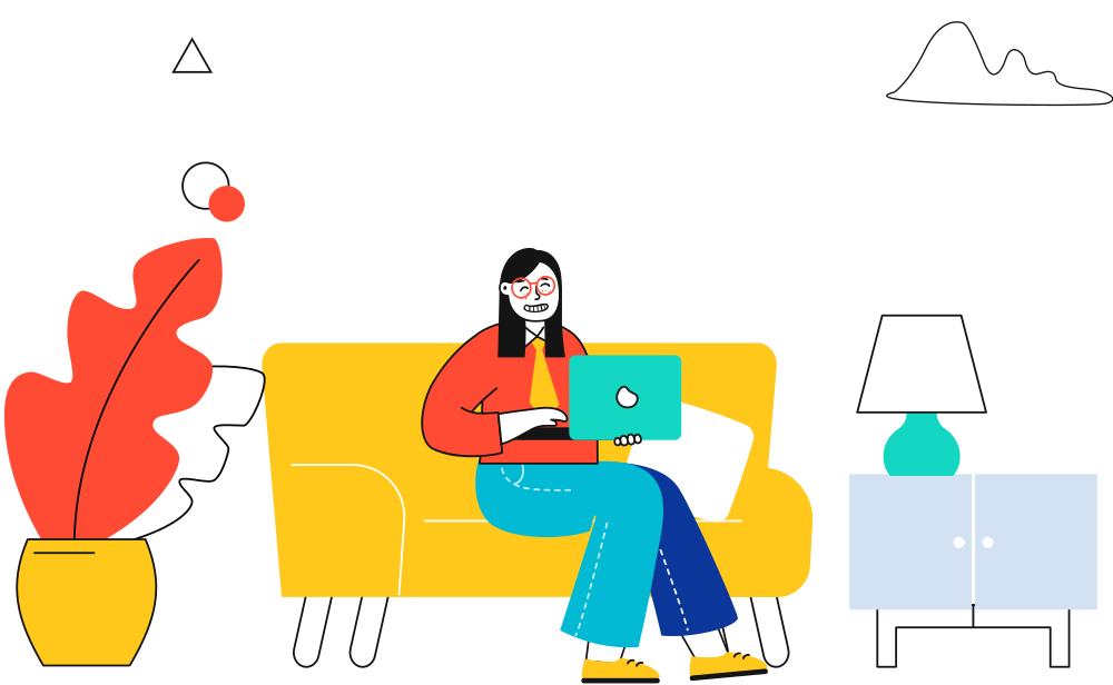 Happy employee with laptop